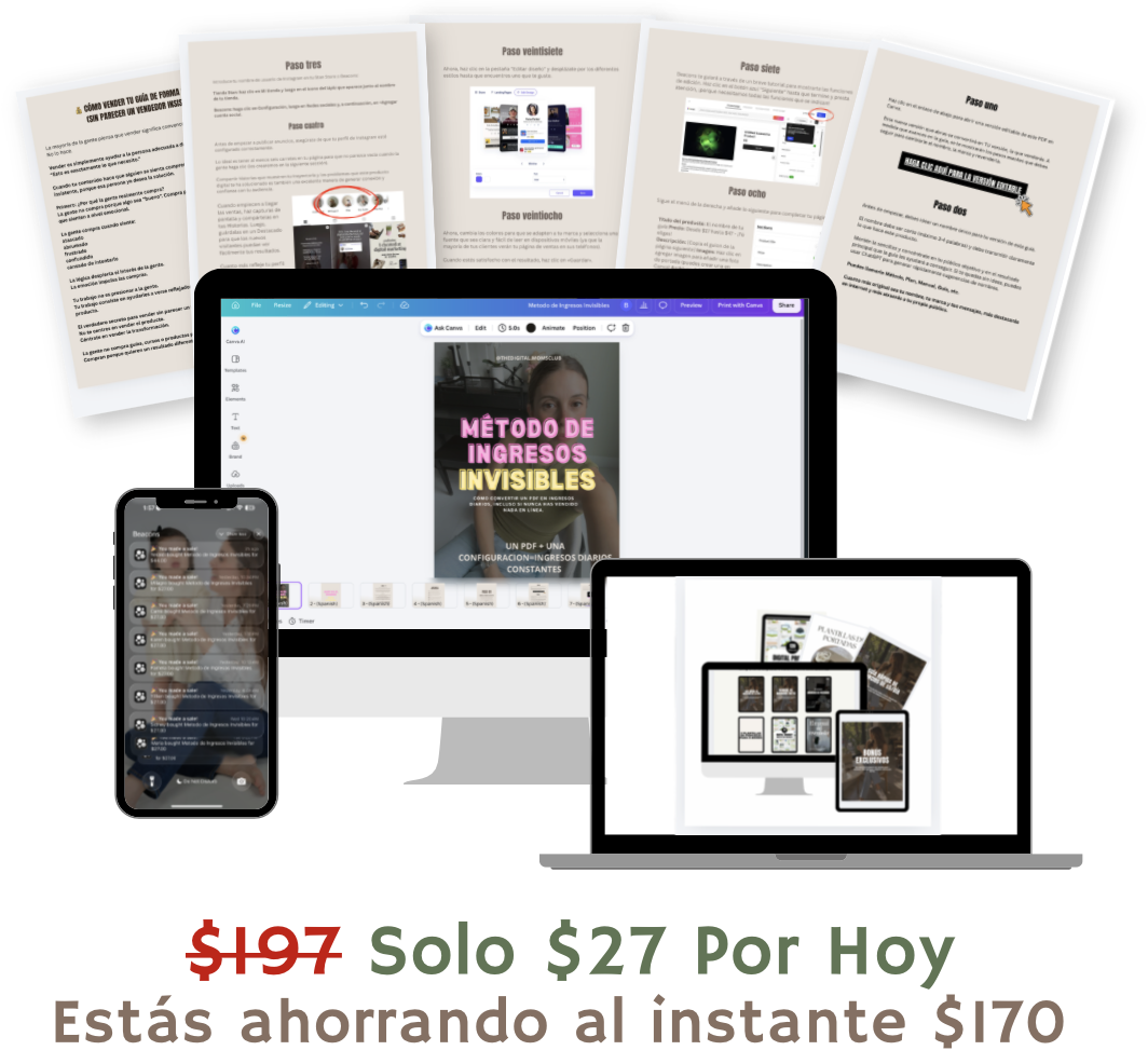 Mockup del Método de Ingresos Invisibles y sus recursos digitales
