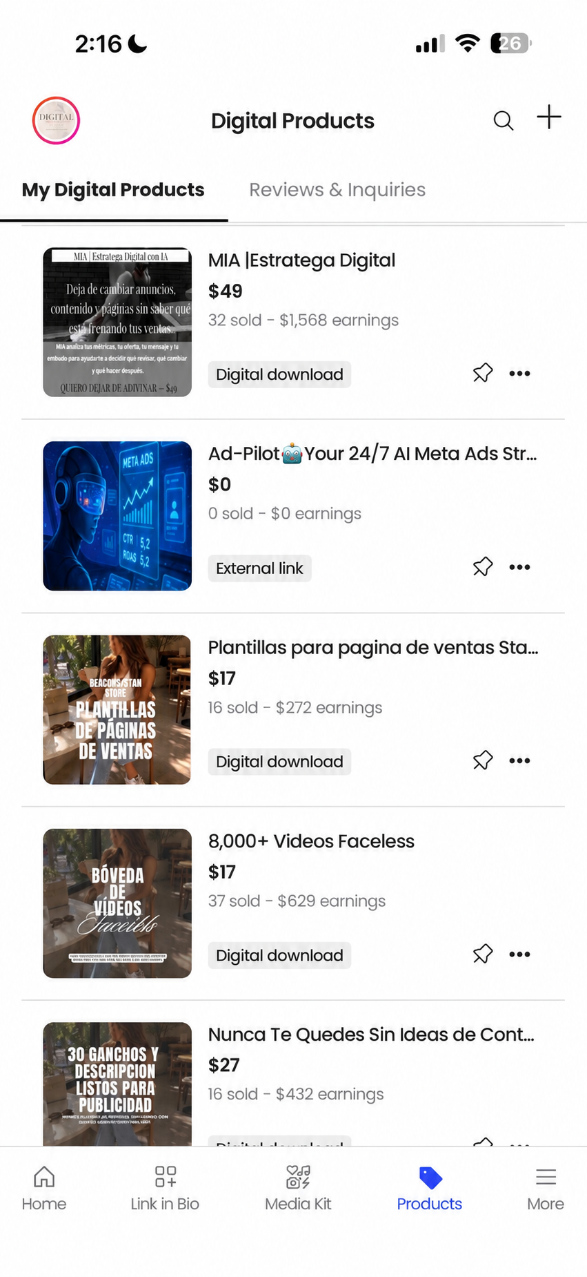 Mi tienda con productos vendidos y ventas registradas